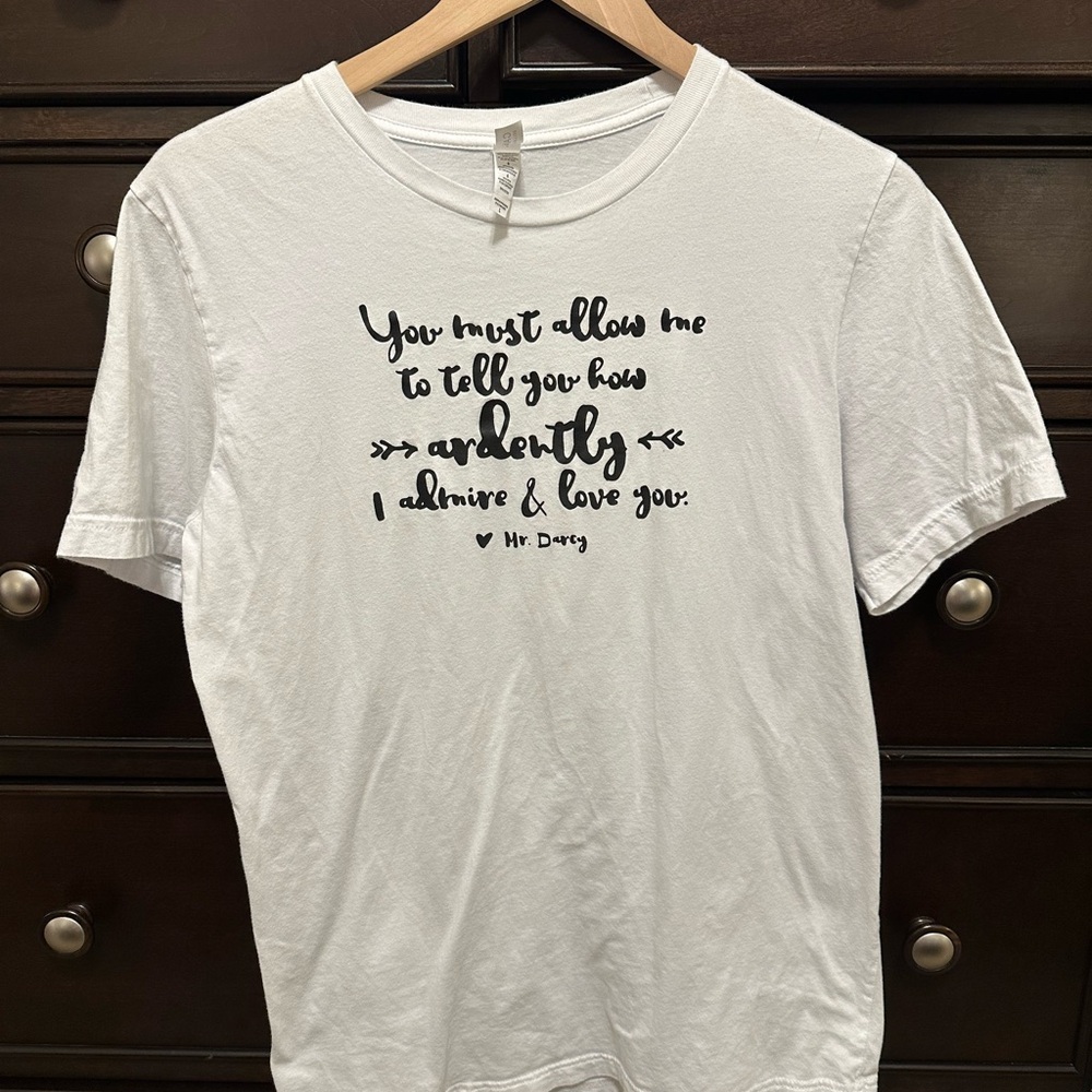 White Graphic Jane Austen Quote T-Shirt